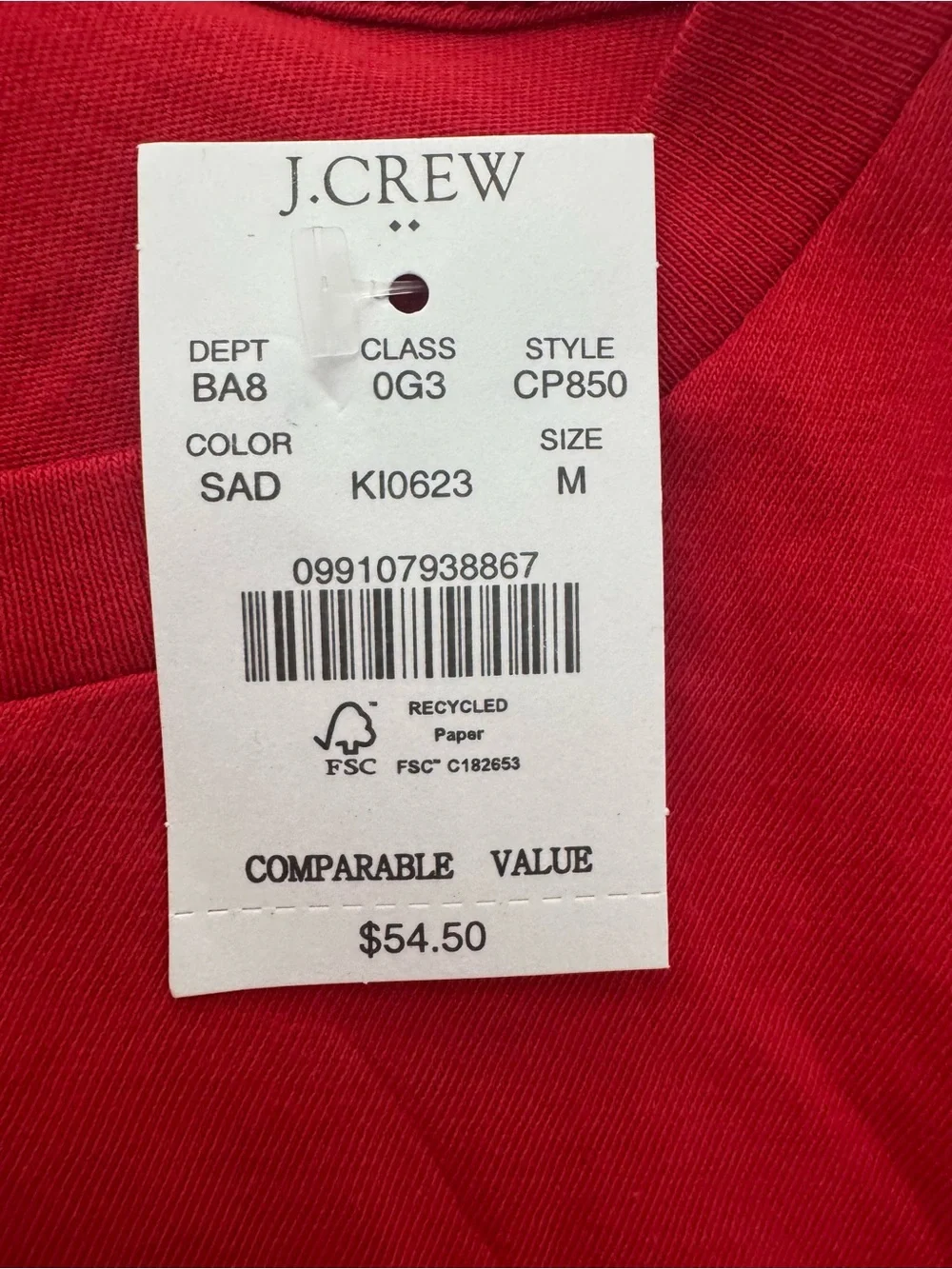 New! J. Crew 100% Cotton Sleigh All Day Graphic Long-Sleeve Top Red